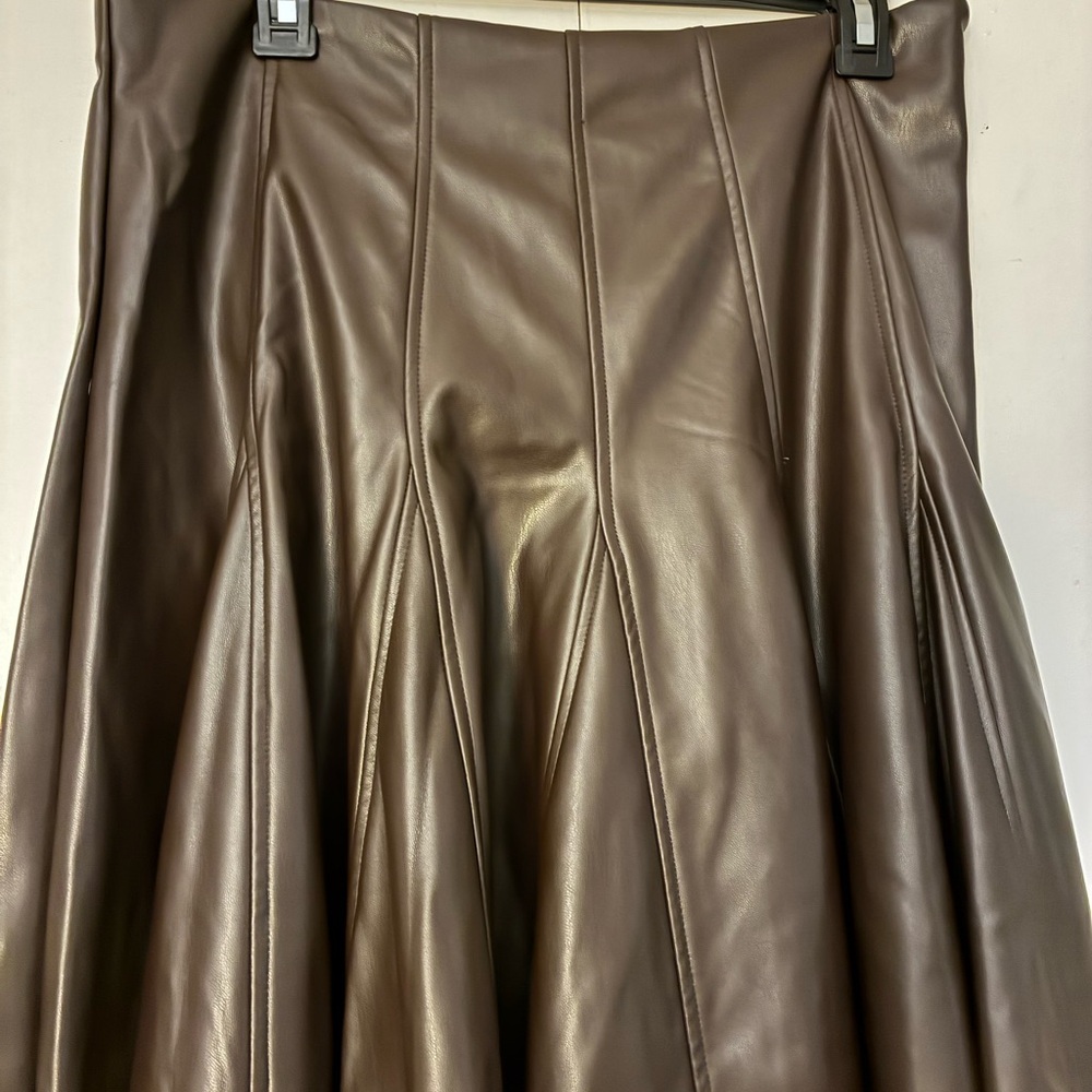 Worthington Elegant Brown Faux Leather Skirt